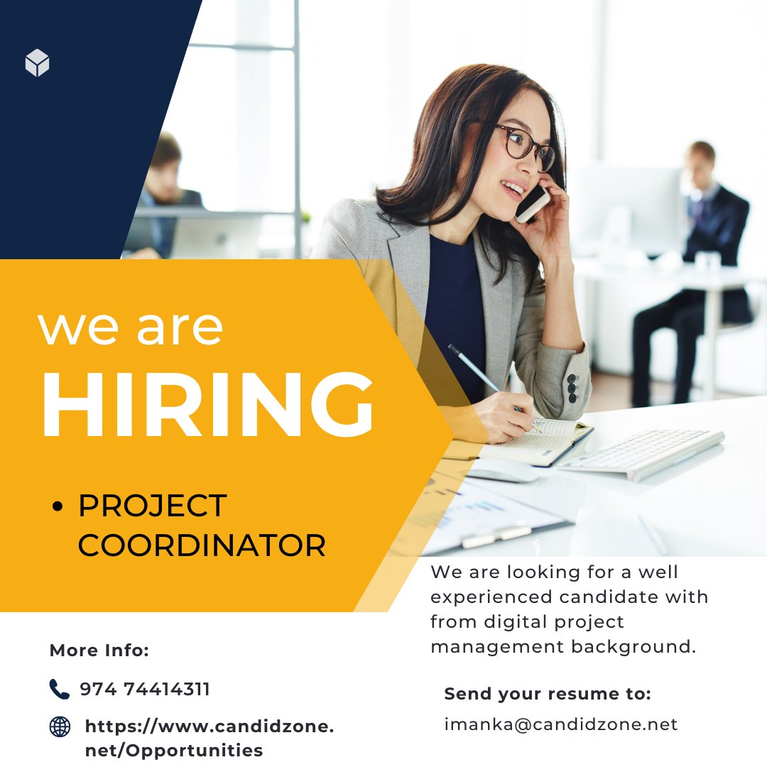 DohaQatarJobs's tweet image. Job Opportunity

Position: Project Coordinator

Location : Doha, Qatar

Duration: 1 year 

Submit your  CV  to imanka@candidzone.net or WhatsApp at +974 74414311
#digitalproject #loyaltyprogrammes #projectcoordination #QatarJobs #JobsinQatar #APPLY #qatarvacancy