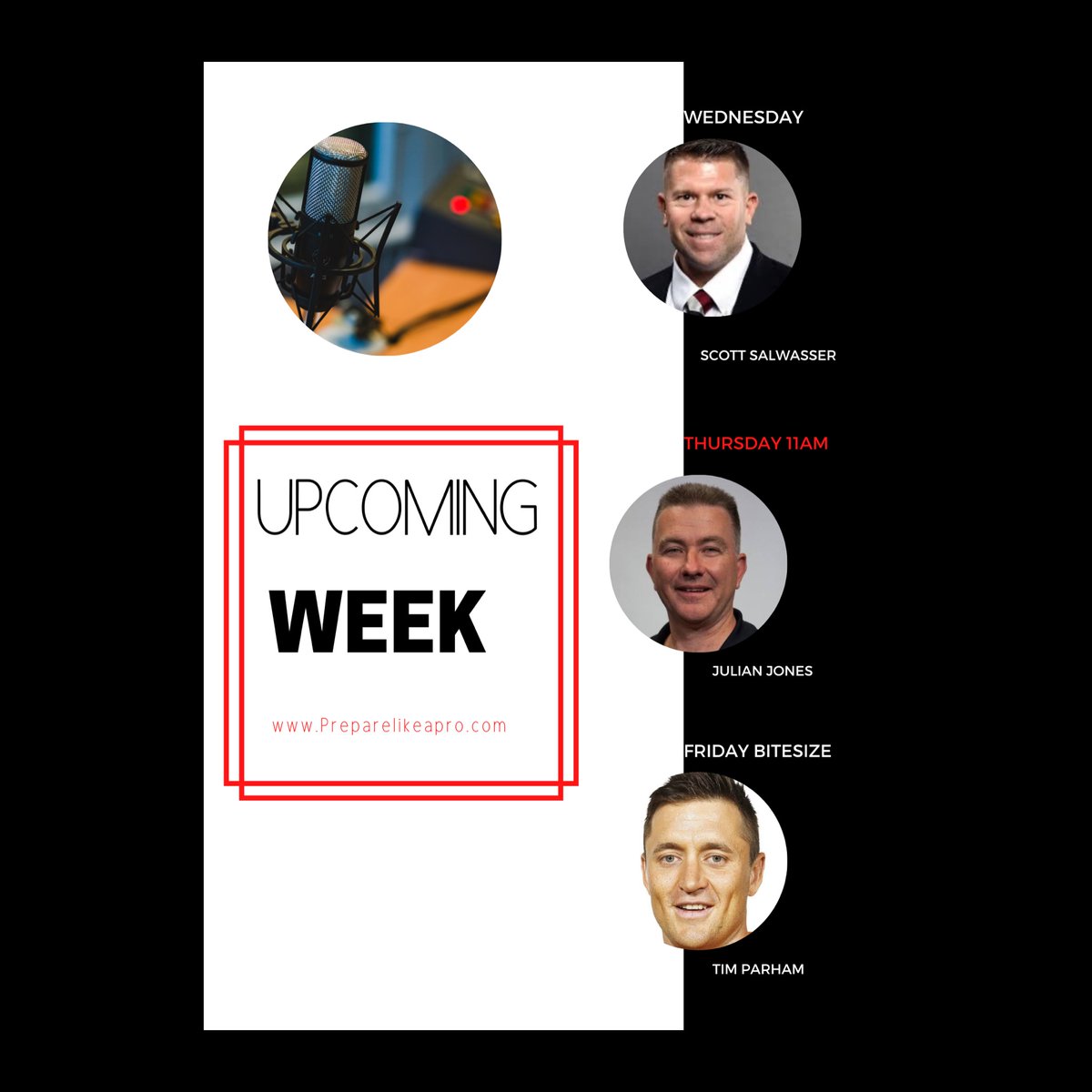 Another massive week on the #plplivechats show
Our weekly episode with Scott Salwasser will be published on Wednesday. 
Thursday we have Julian Jones on to discuss leadership in  high performance sport! Our Friday bitesize episode is with Tim Parham