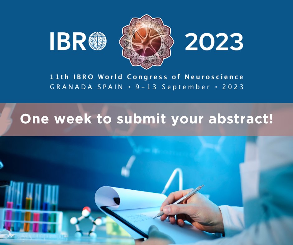 Calling all #neuroscientists! Just one week left until the abstract submission deadline for #IBRO2023! Don't miss your chance to showcase your latest findings & connect with experts in the field. Submit here: ow.ly/KvPI50NCZ2V 
@SENC_ @JovInvest_SENC @JuanLerma1 @TheBaleLab