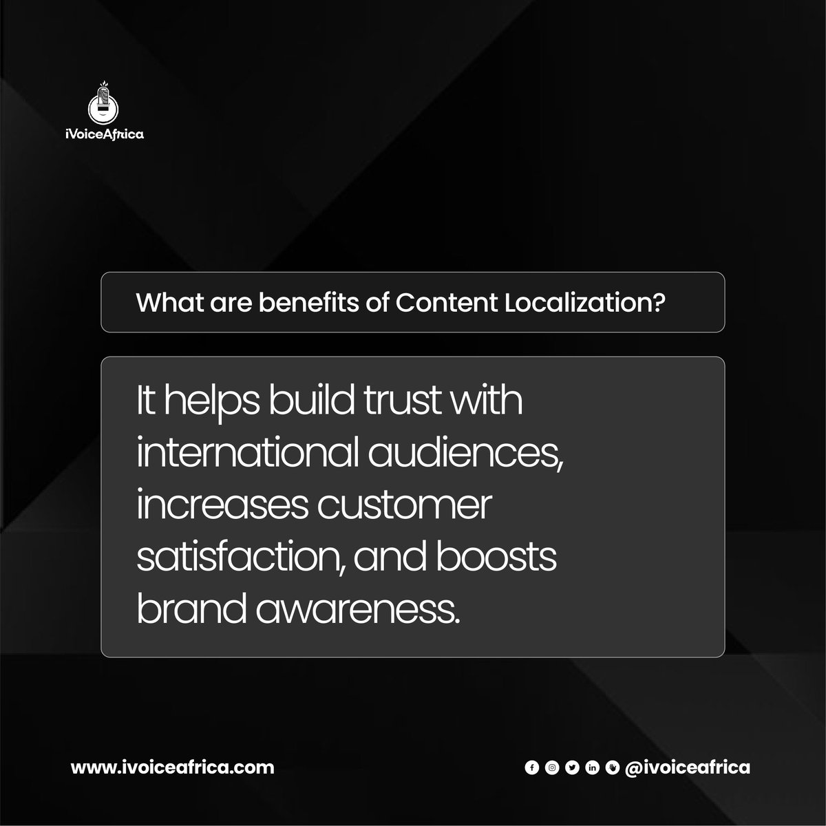 ivoiceafrica's tweet photo. Swipe left
#johannesburginyourpocket #localization #senegambia #contentlocalization #gambia #johannesburg #localizationservices #localizationagency #cityofjohannesburg #liberia #johannesburgsouth #localizationcompany #localizationservice #johannesburgbusiness #gambiarras https://t.co/pptnuip17M