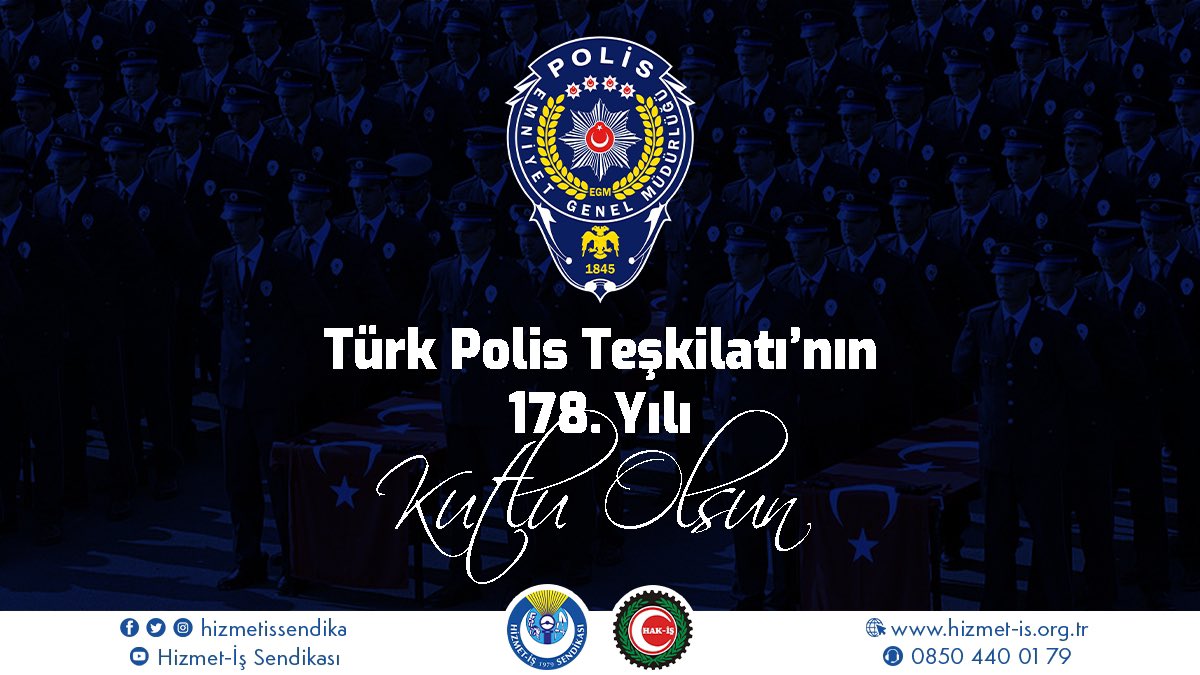 hizmetissendika's tweet photo. Ülkemizin huzur ve güveliğinin teminatı Türk Polis Teşkilatı’mızın 178. yılı ve #PolisHaftası kutlu olsun. 🇹🇷

Görevi başında şehit düşen kahramanlarımızı saygı ve rahmetle anıyoruz.

#TürkPolisTeşkilatı178Yaşında

@EmniyetGM https://t.co/Qpbdqrj94m