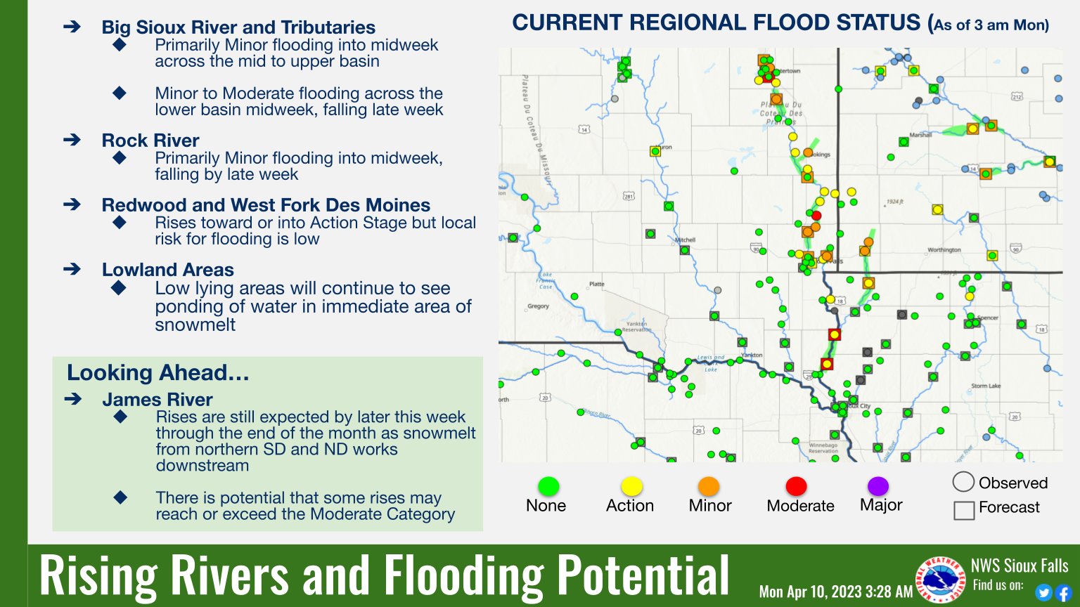 NWS Sioux Falls on Twitter "Rapid snow melt across areas north of I90