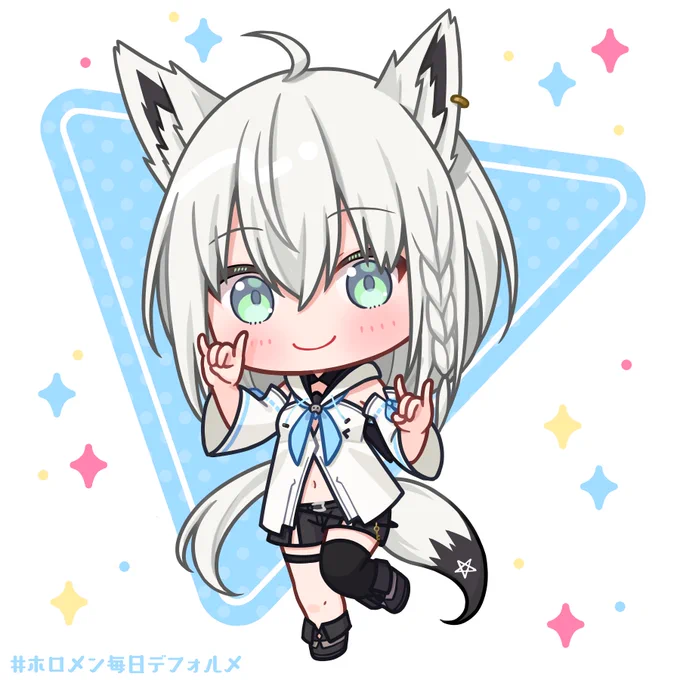 #ホロメン毎日デフォルメ 7日目:白上フブキちゃん#絵フブキ明日はアキちゃんです!お楽しみに!! 