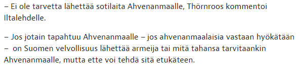 emilkastehelmi's tweet photo. Ahvenanmaan maaneuvos Veronica Thörnroos on sitä mieltä, että

1. Ahvenanmaalaisia ei pidä velvoittaa puolustamaan Ahvenanmaata

2. Suomalaiset eivät saa valmistella puolustusta Ahvenanmaalla

3. Suomalaisilla on velvollisuus vuodattaa vertaan Ahvenanmaan puolesta

1/4 https://t.co/3x07vEAu2F
