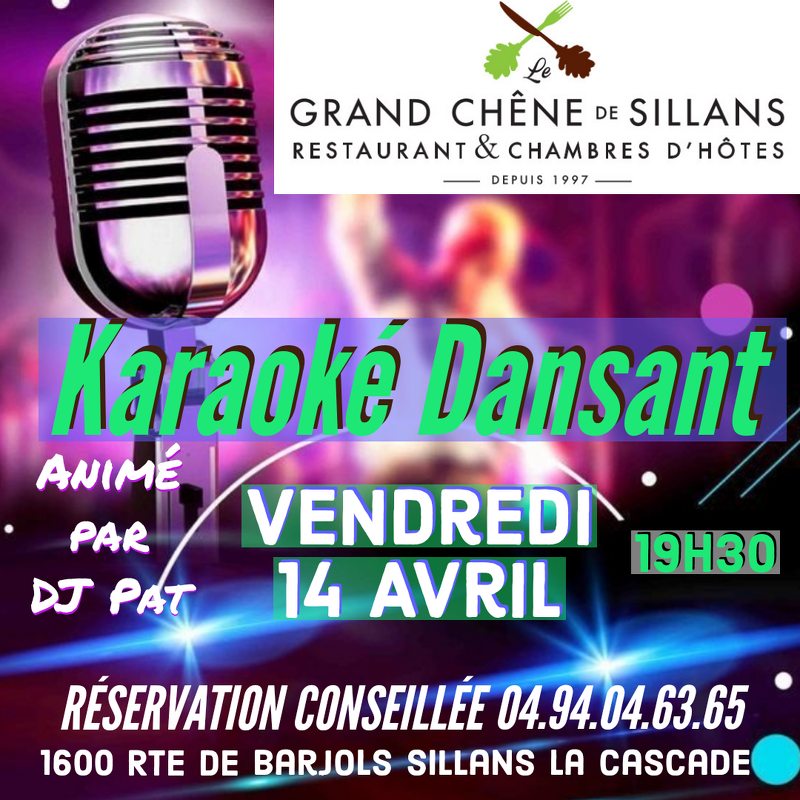 LeGrandChene83's tweet photo. 🎤🌳 Soirée karaoké au Grand Chêne le 14 avril, 19h30 ! Chantez, dansez et dégustez nos délices culinaires 🍽️🍕. Réservez vite : https://t.co/zJlMOUWrqm 📲 Ambiance festive garantie ! 💃🕺 #Karaokedansant #karaoke

https://t.co/zJlMOUWrqm https://t.co/QXtmNGP8PC