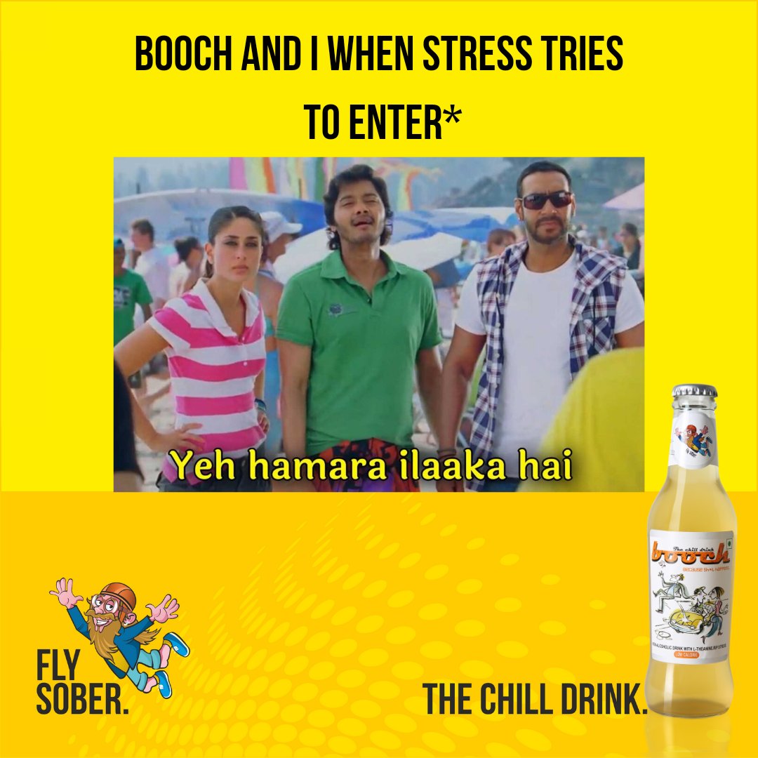 boohzindia's tweet photo. Mark your territory with Booch and keep stress at bay!
#boochbeverages #memes #funny #keepstressatbay #TheChillDrink #NonAlcoholic #beer #FlySober #LowCalorie #chill #stressrelief #stressbuster #relax #stressbustingdrink #bangalore #India #golmaalmemes https://t.co/Zb0GB6AFts
