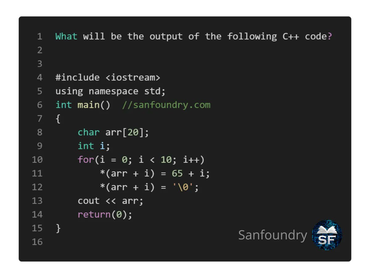 sanfoundry's tweet photo. β¨β¨ Sanfoundry C++ Programming Quiz β¨β¨
#cpp #cplusplus #cplusplusprogramming #cpluspluscode #programming #100daysofcode #codingisfun #codingproblems #learntocode #programmerlife #programs #fresher #learning #sanfoundry
Answer (Question 9): https://t.co/pTrnV3qx22 https://t.co/cAdcxlpkui