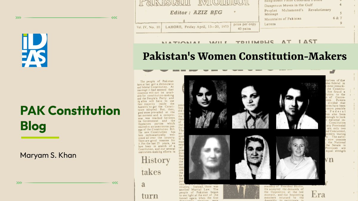 IDEASpak's tweet photo. 📢📢New Blog Series! 📢📢

Excited to announce the launch of the PAK Constitution Blog to commemorate 50 years of 🇵🇰's #1973Constitution. Read the first blog in this series developed by IDEAS Research Fellow @MaryamShKhan in which she sheds light on (1/2)

#10thApril1973 https://t.co/I73RR6y6Yg