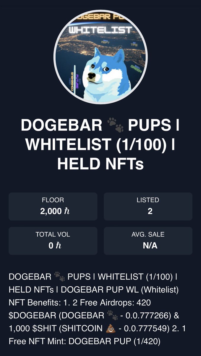 HELDiWanKenHODL's tweet photo. ✅ Someone ended up dropping the #DOGEBARPups WL floor today 😱

https://t.co/IqDwtkjkWg

💤 GN fam, hope y’all have some trippy ass dreams 💤

Want WL? 👇

Check out my pinned post 📌 https://t.co/2gLGY2xmtq