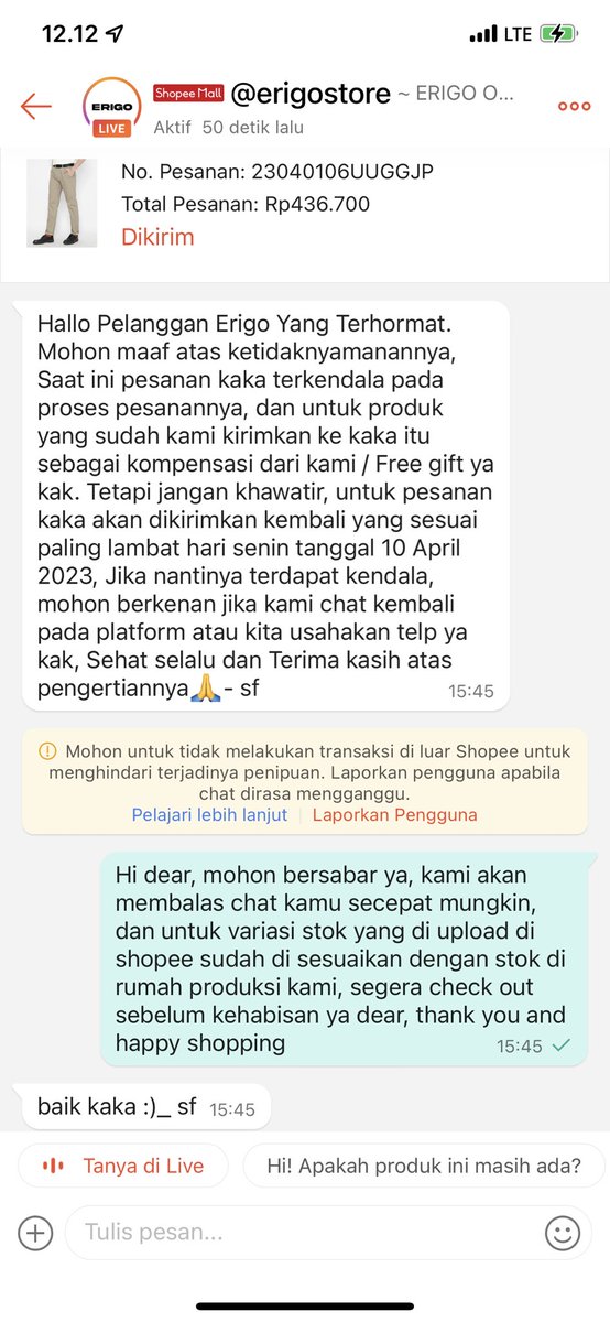 chitraviolla88's tweet photo. Erigo melakukan live streaming tetapi orderan tidak dikirim, dikirim barang freegift, saya tidak butuh barang free gift, saya order senilai 400rb tolong dikirimkan sesuai orderan saya, alasan packing membludak tapi tiap hari melakukan live streaming terus!!!! https://t.co/tuYwGeHg0a