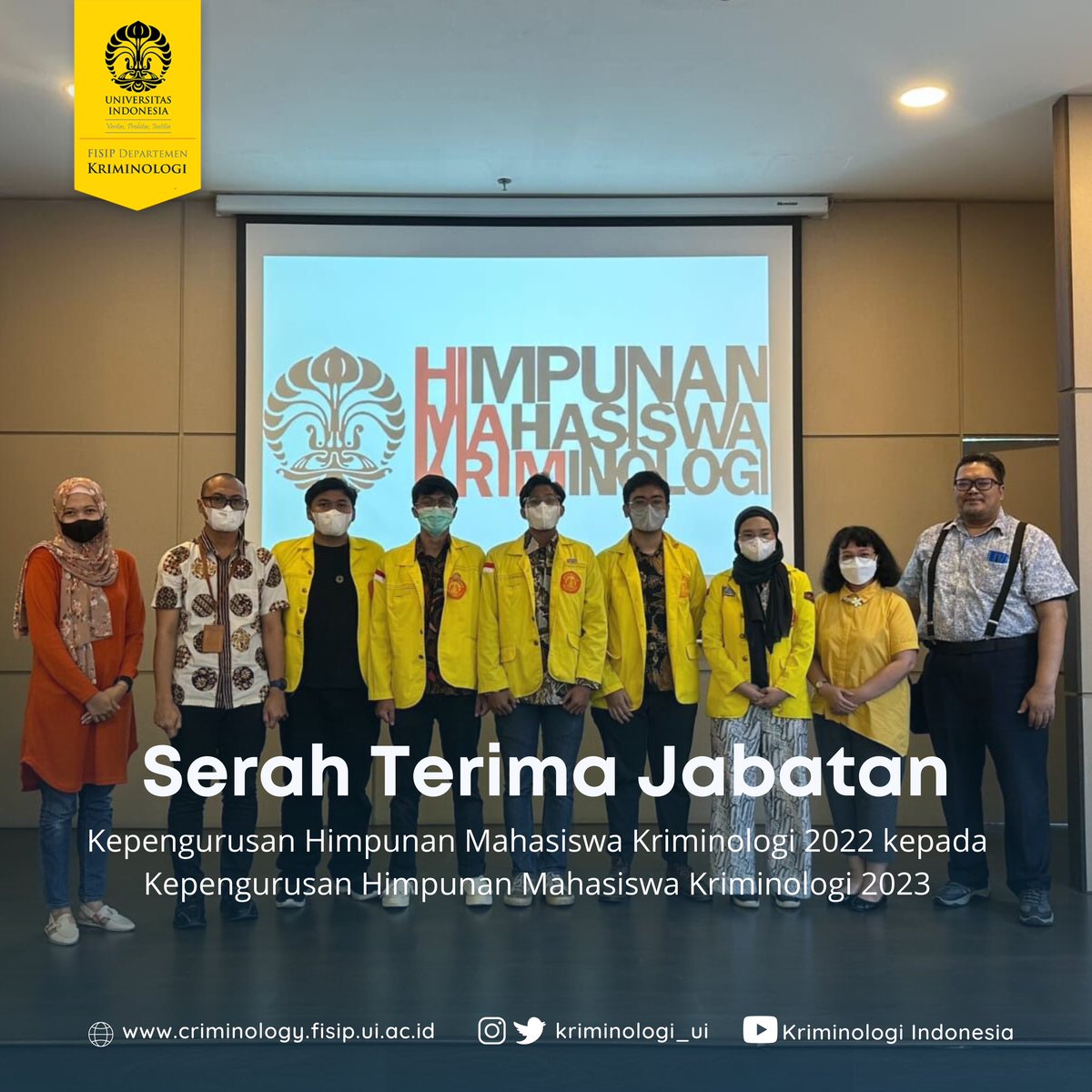 kriminologi_ui's tweet image. Terima kasih kepada Kepengurusan Himakrim 2022, serta Selamat dan Sukses atas dilantiknya Kepengurusan Himakrim 2023. Terimakasih telah menjadikan Himpunan Mahasiswa Kriminologi sebagai wadah yang terus berkontribusi pada almamater dan bangsa. #Kriminologi #KriminologiUI #FISIPUI