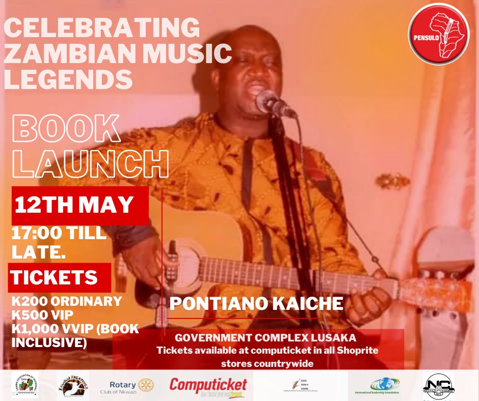 Pensulo2013's tweet photo. Introducing the amazing Pontiano Kaiche at the Celebrating Zambian Music Legends Book Launch. 

Tickets available at computicket in all Shoprite stores countrywide. https://t.co/SLbjKqvt6o