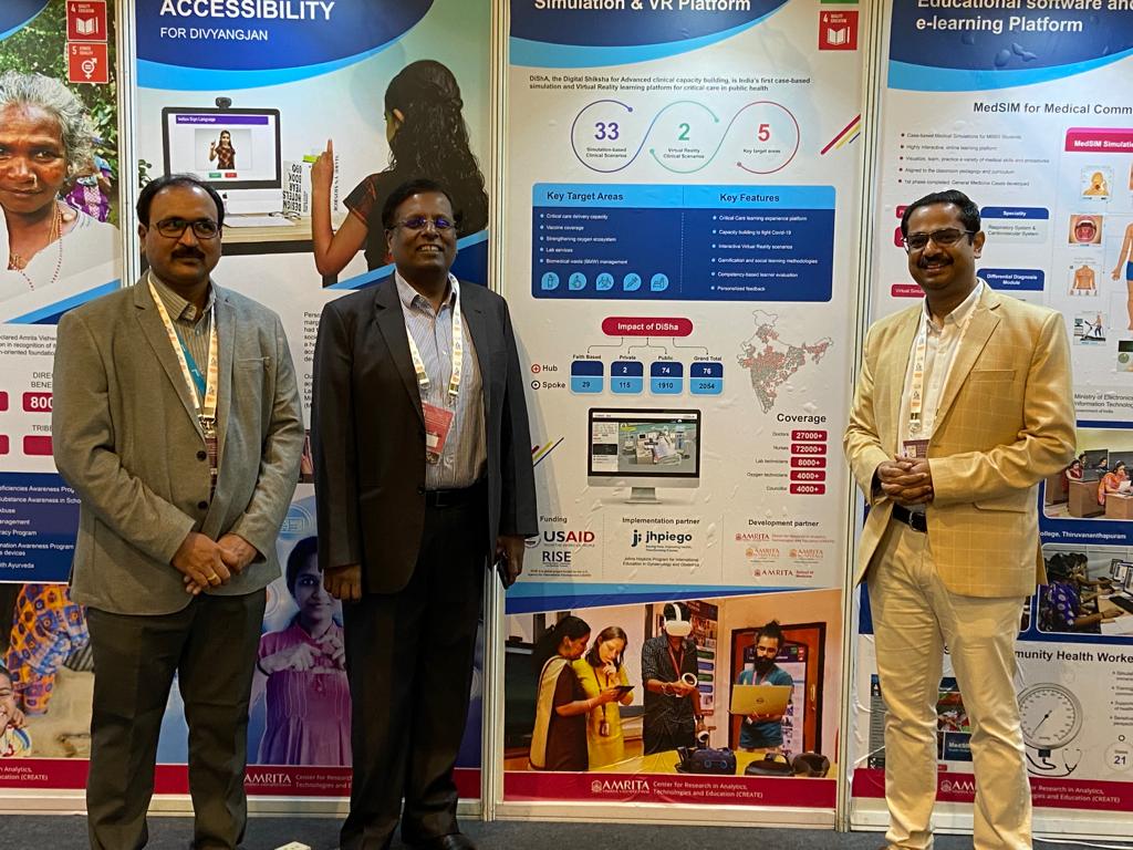 usaidriseindia's tweet photo. @usaid_india sponsored and @Jhpiego led #RISE collaborated with @AmritaCreate to develop #DiShA, India's 1st critical care case-based simulation &amp; #VRlearning platform in #publichealth which was showcased at #c20 summit, Faridabad @VijayPaulraj123 @Somesh_KumR @rswamickan https://t.co/8ZTF3yCLUg