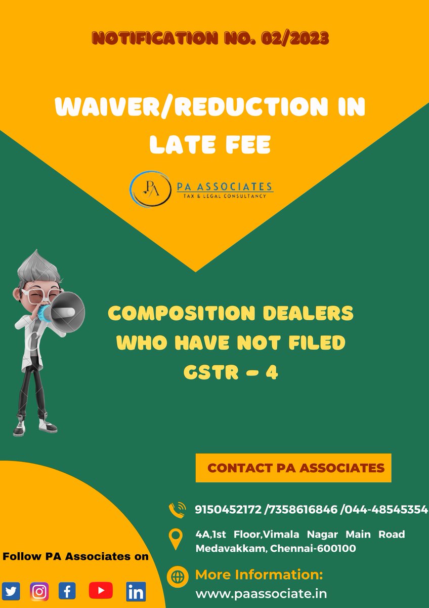 Waiver/ Reduction in late fee for composition dealers

#gstr4 #gst #gstupdates #waiver #reduction #latefee
#councilmeeting