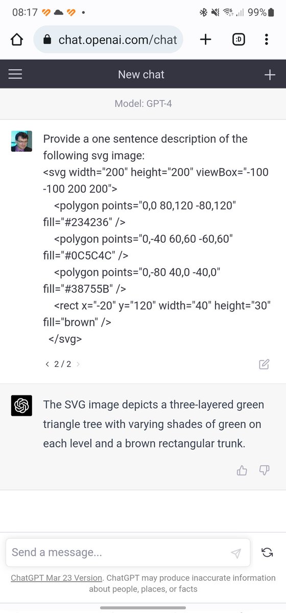 GPT-4 is able to interpret code and "see" the resulting image.