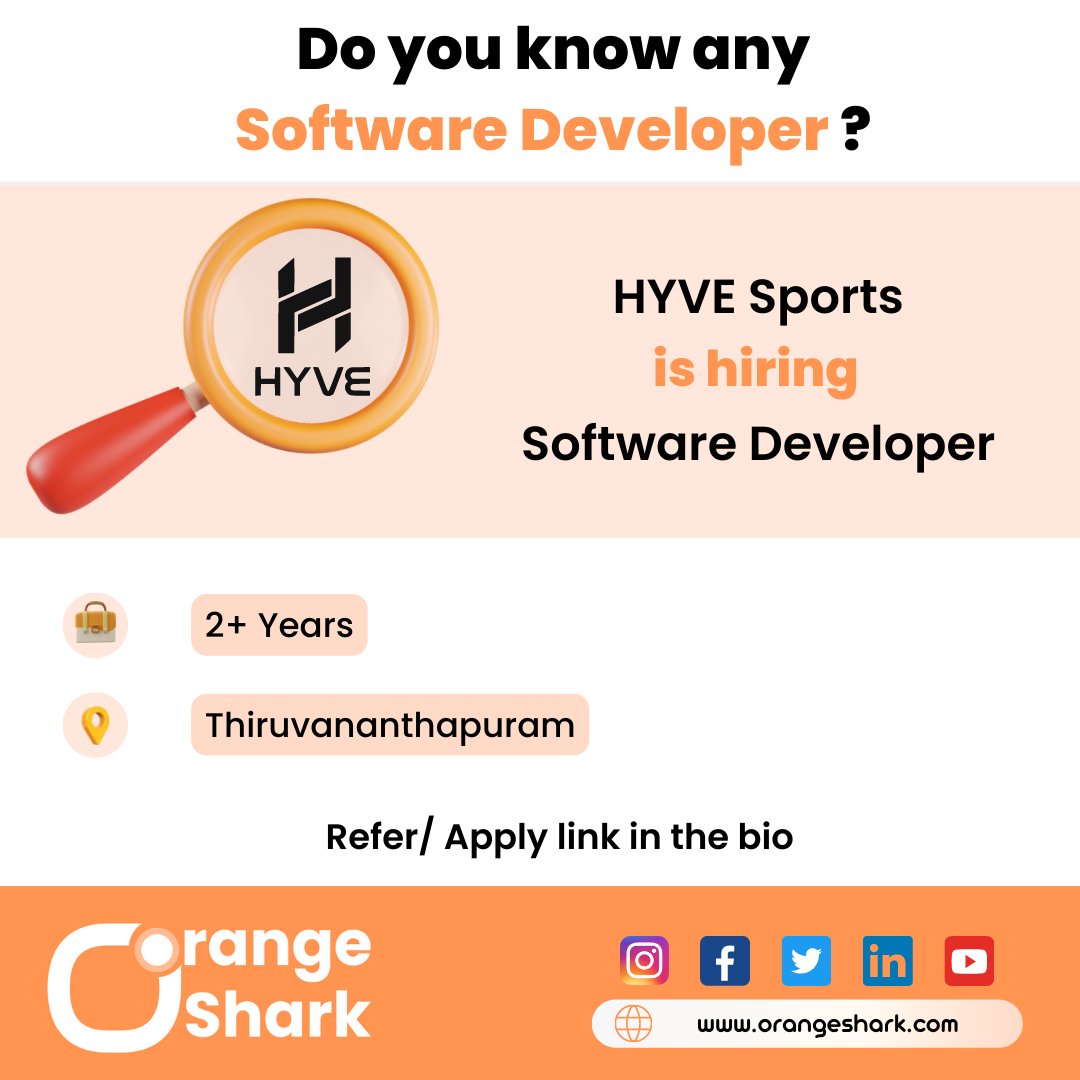 OrangeShark_com's tweet photo. #HiringAlert 🚨

HYVE Sports is #Hiring for Software Developer

💼Experience: 2+ Years
📍Location: #Thiruvananthapuram
🔗Apply/Refer: https://t.co/NCxZkvJs4i 

#hire #hiringnow #jobs #jobalert #jobsearch #JobsInIndia #career #oppurtunity #jobseekers https://t.co/8HJ573uHRW