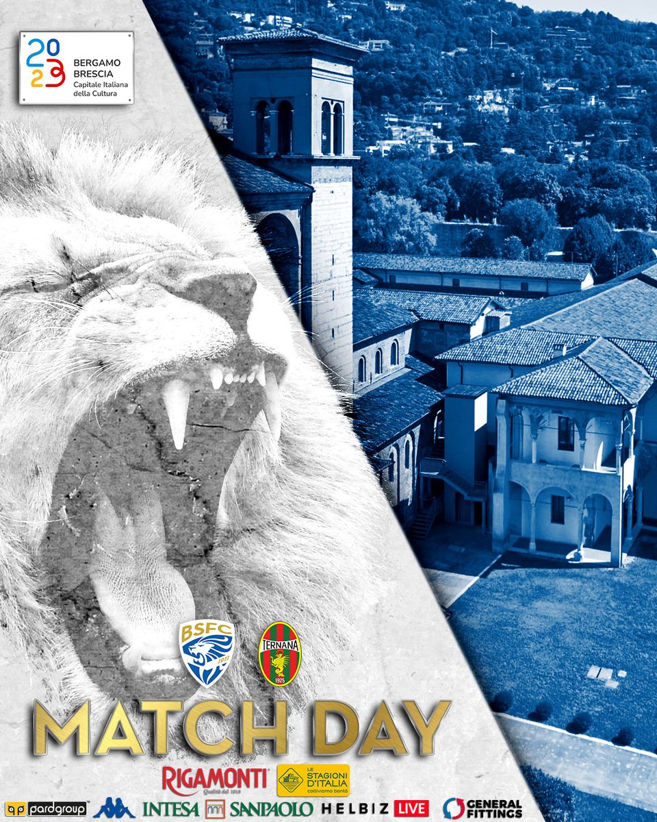 BresciaOfficial's tweet photo. 🏟 MATCH DAY ⚽️
🆚 @TernanaOfficial
🏟️ Rigamonti
⏰ 1️⃣5️⃣:0️⃣0️⃣
🖥️ SkySport, Dazn, Helbiz
#BRETER
#SerieBKT
#Forzabrescia⚪️🔵🦁 https://t.co/j7OdImOhDS