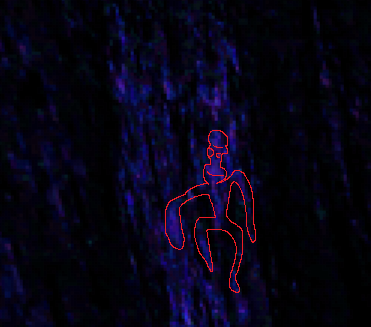 froggishpaint's tweet photo. my friend does this thing where she look at pixel artifacts and draws the creatures she sees in there. my first time seeing her do this was in kirby screenshots pumped to high contrast. she called those Demons.

anyway, heres one i drew. Gorilla https://t.co/puRAp2TqUN
