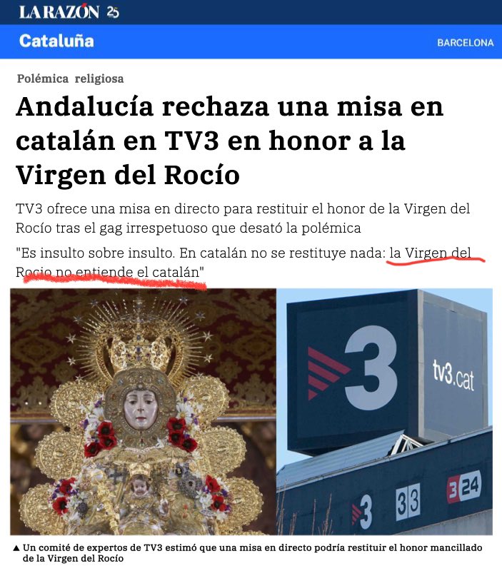 viquirepublica's tweet photo. La Iglesia dice que Dios y la Virgen  escuchan y entienden en cualquier lengua las súplicas de los creyentes, menos la Virgen del Rocio que solo entiende en espaÑol
¡Vaya por Dios! https://t.co/x4Sew1xS9d