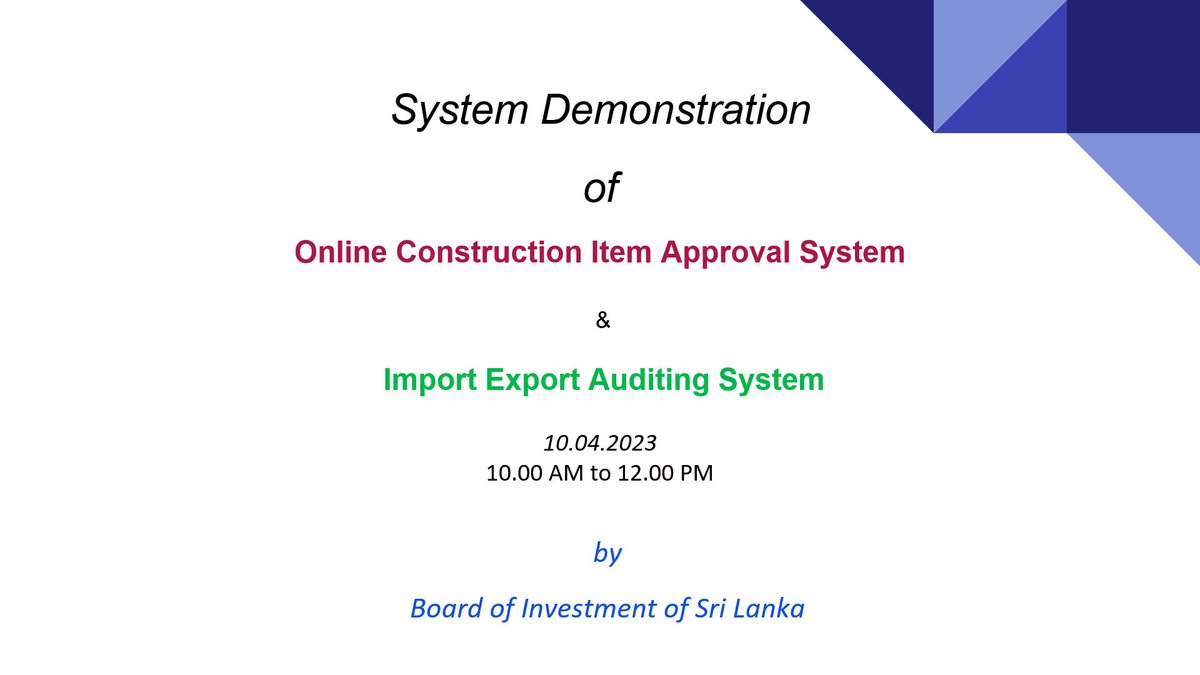 Investin_SL's tweet photo. #Investin_SL completes its #digitization process in the #CUSDEC system. Further enhancing the quality of customer journey and advancing its digital platform. The online system will enhance the #ESG framework, and reaching #UNSDG and focus on attracting #DigitalFDI to Sri Lanka https://t.co/PyLEr3J3tB