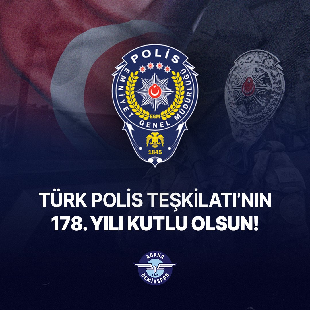 Huzurumuzun ve güvenliğimizin teminatı Türk Polis Teşkilatı'nın 178. Kuruluş Yıl Dönümü kutlu olsun. 🇹🇷