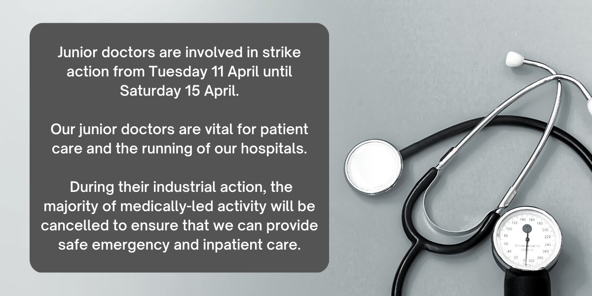 UHD_NHS's tweet image. Our junior doctors are involved in strike action this week which will impact on our medically-led activity. Please help us to help you by choosing the right healthcare service for your need during this time. 

🔗 uhd.nhs.uk/news/latest-ne…