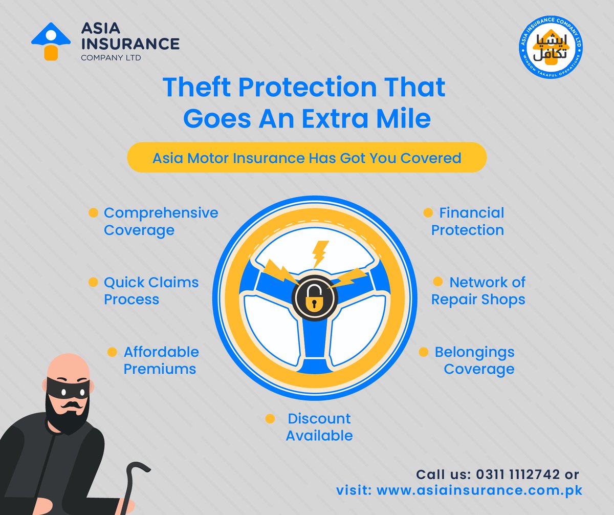 AsiaInsuranceP's tweet image. Protect your vehicle with Asia Motor Insurance comprehensive theft coverage. We've got you covered, no matter where the road takes you.

Call us: 0311 1112742 or visit: bit.ly/3JglSUH

#AsiaInsurance #Motorinsurance #Theftcoverage #Carinsurance #Pakistan #Lahore