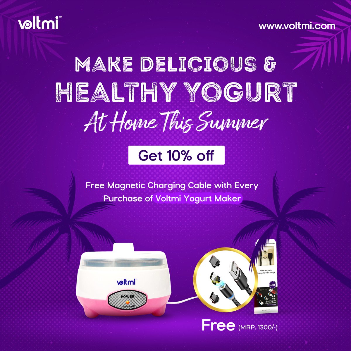 voltmitm's tweet photo. Beat the Summer Heat with Our Sizzling Sale! Enjoy the Perfectly Creamy, Homemade Yogurt You Love and Stay Cool with Voltmi Yogurt Maker! Get FREE Magnetic Charging Cable on every purchase. https://t.co/D4S4Vfpyf1