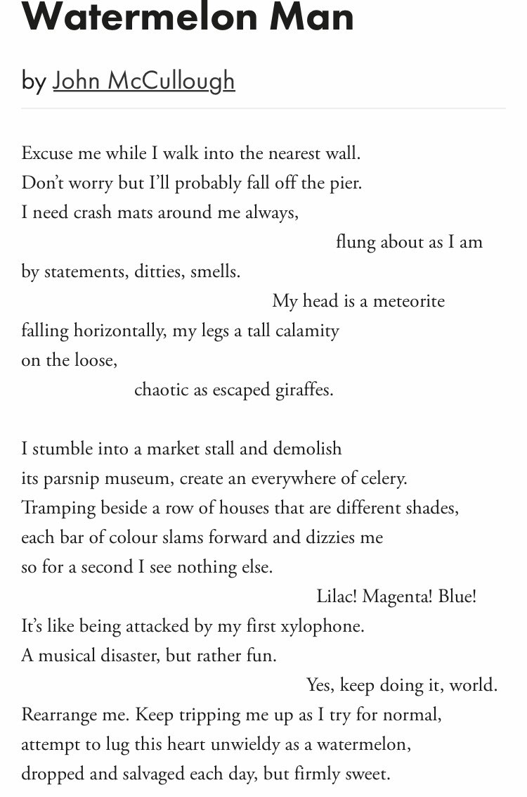 JohnMcCullough_'s tweet image. Poem of mine from the latest Poetry Review that’s one of the five on the Poetry Society website to promote a cracking new issue. Yes folks, I remain at heart - despite knocks from various quarters - full of love and firmly sweet! 😁