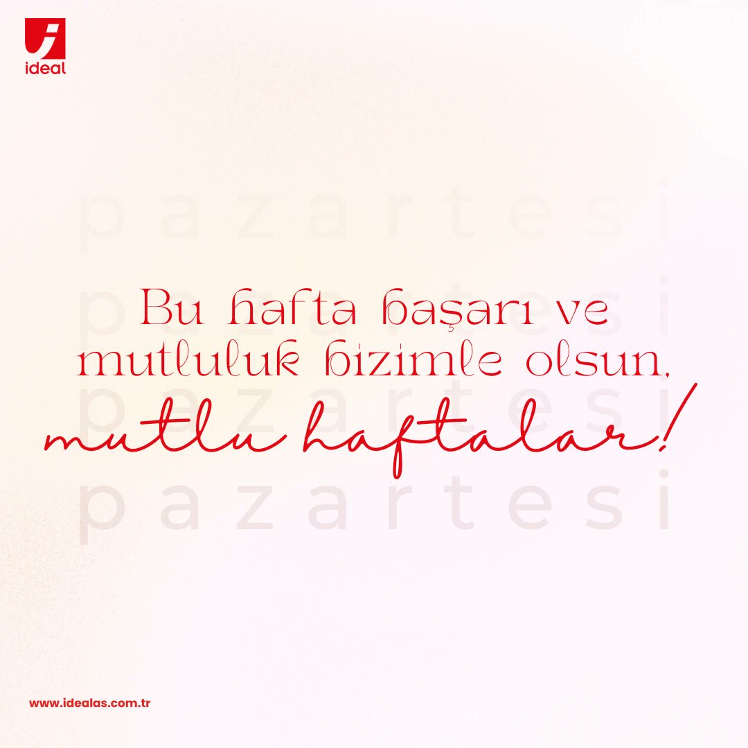 Bu hafta başarı ve mutluluk bizimle olsun, mutlu haftalar!

#keyiflihaftalar #yenihafta #basari #basarilar #yeniumutlar #Pazartesi #motivasyon
#sagliklihuzurlu #güzelbirgün #güzelbirgünolsun #mutlu #yenihafta #güzelbirhafta