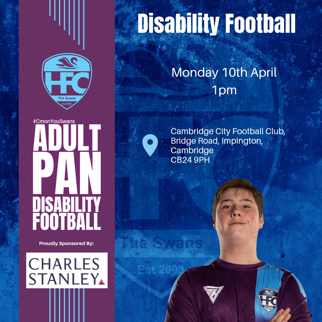 HamptonFCPeter1's tweet photo. The awesome Hampton FC Adult PAN Disability team are in action again today.

Good luck everyone.

We are sponsored by @_CharlesStanley

@HuntsFA 
@HerewardSport 
@PDJALUK https://t.co/67MjiRnKTs