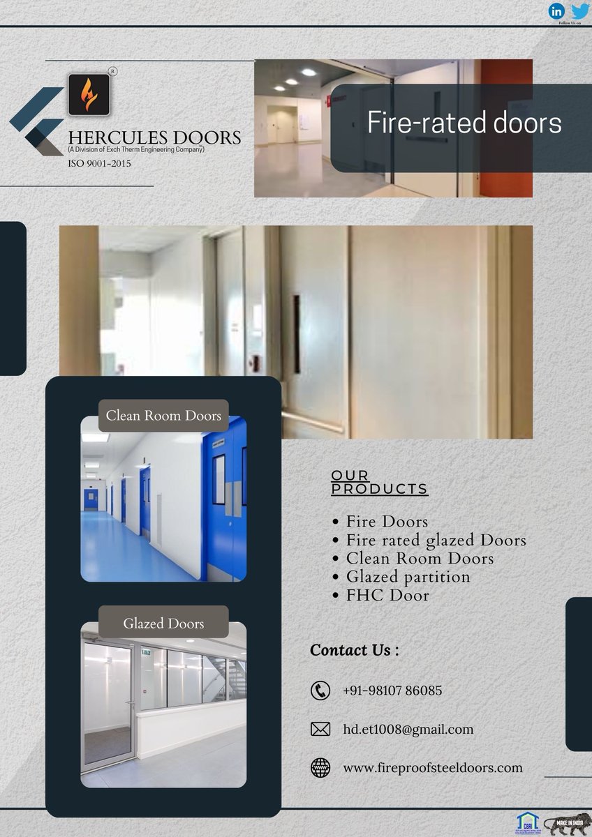 Hercules_Doors's tweet photo. Fire Doors enable Passive fire protection by compartmentalizing the fire and reducing the speed at which the fire can spread. #herculesadoors #exchthermengineering #fireproofsteeldoors #firerateddoors #firesteeldoors #firedoors #fireprotection #fireresistence #firesafety https://t.co/aODmrjfmSf