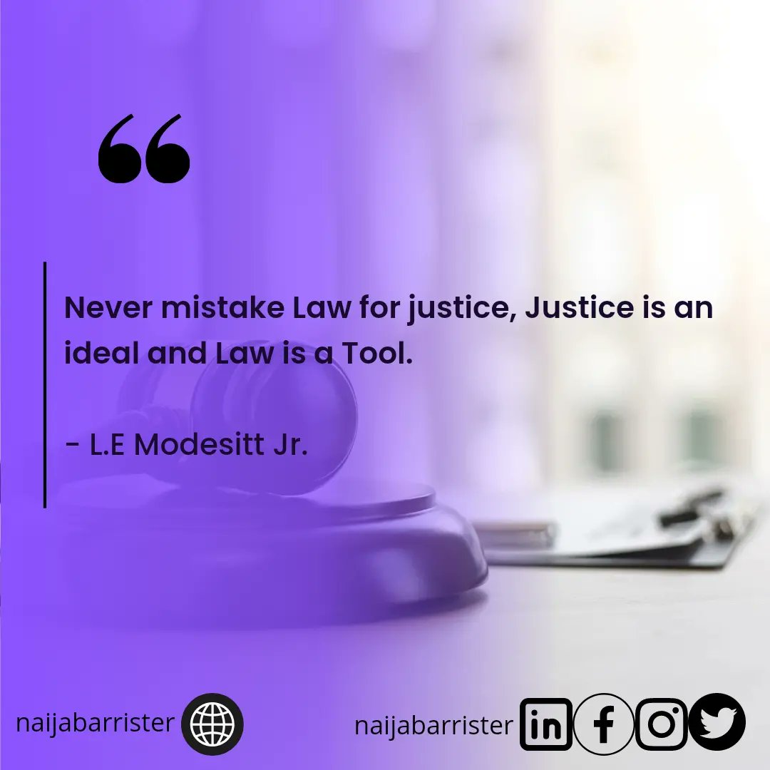 naijabarrister's tweet photo. Good morning,
.
.
⚖️ 👨‍⚖️ ♎️ 

"Never mistake Law for Justice, Justice is an ideal and Law is a tool"

INEC  Nigerians  Puleng  Demon Slayer Kazeem

#motivation #legalmotivation #mondaymotivation #law #justice #nigerianlawyers #naijabarrister https://t.co/5faFKmjvWb