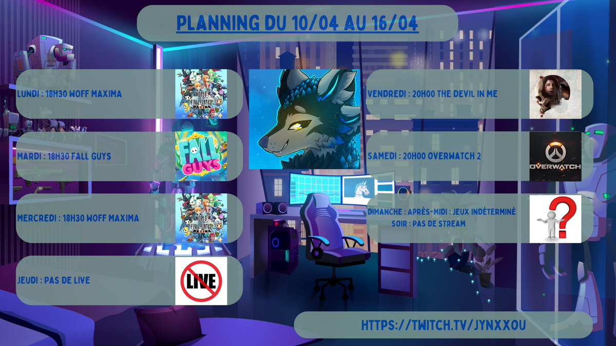 Programme de la semaine ! Le dernier Dark pictures vendredi soir, et la découverte du nouveau soutien sur Overwatch 2 pour samedi !! 🤩 #twitch #vtuber #vtuberfr #furry