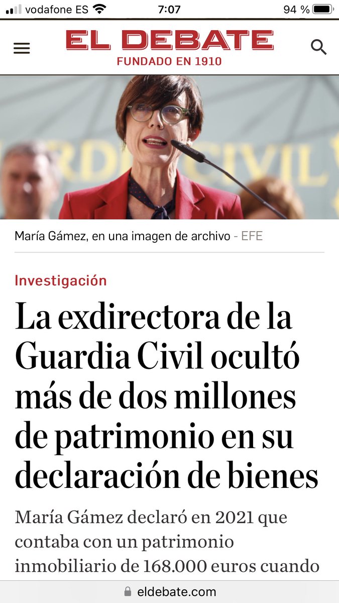 La Ex Directora de la Guardia Civil imputada por blanqueo de capitales por 3.000.000 de euros y un patrimonio de más de 2.000.000 , solo declaró 168.000 euros .