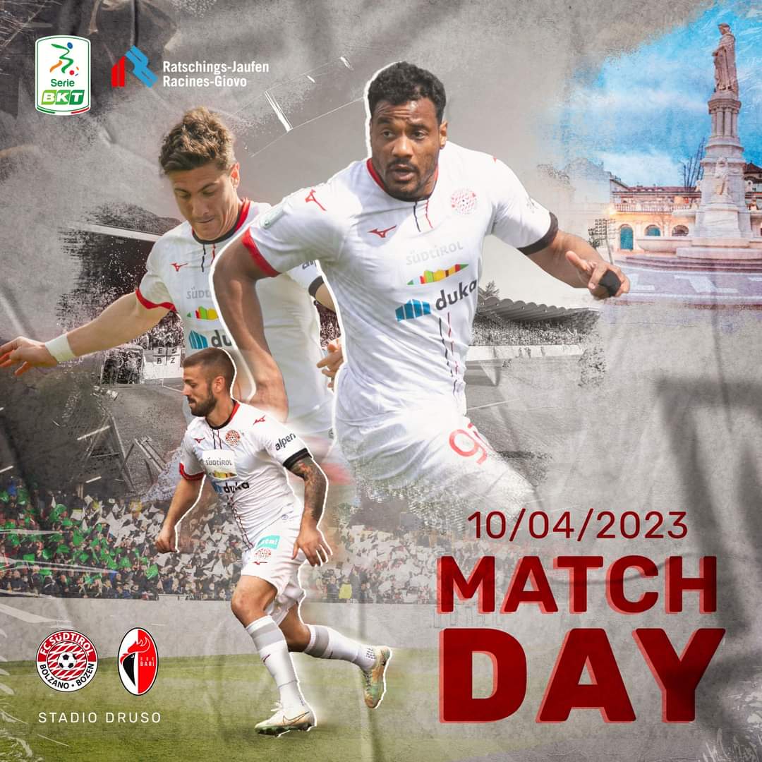 fclubsuedtirol's tweet photo. ⚪️MATCHDAY🔴
🆚 @sscalciobari
🏆 Serie B - 32a giornata
🏟 Stadio 'Druso', Bolzano
⌚️ Ore 15.00
#FCSBAR #FCSüdtirolBari #SerieB #SerieBKT #Whitereds https://t.co/KOqPuP6ZJd