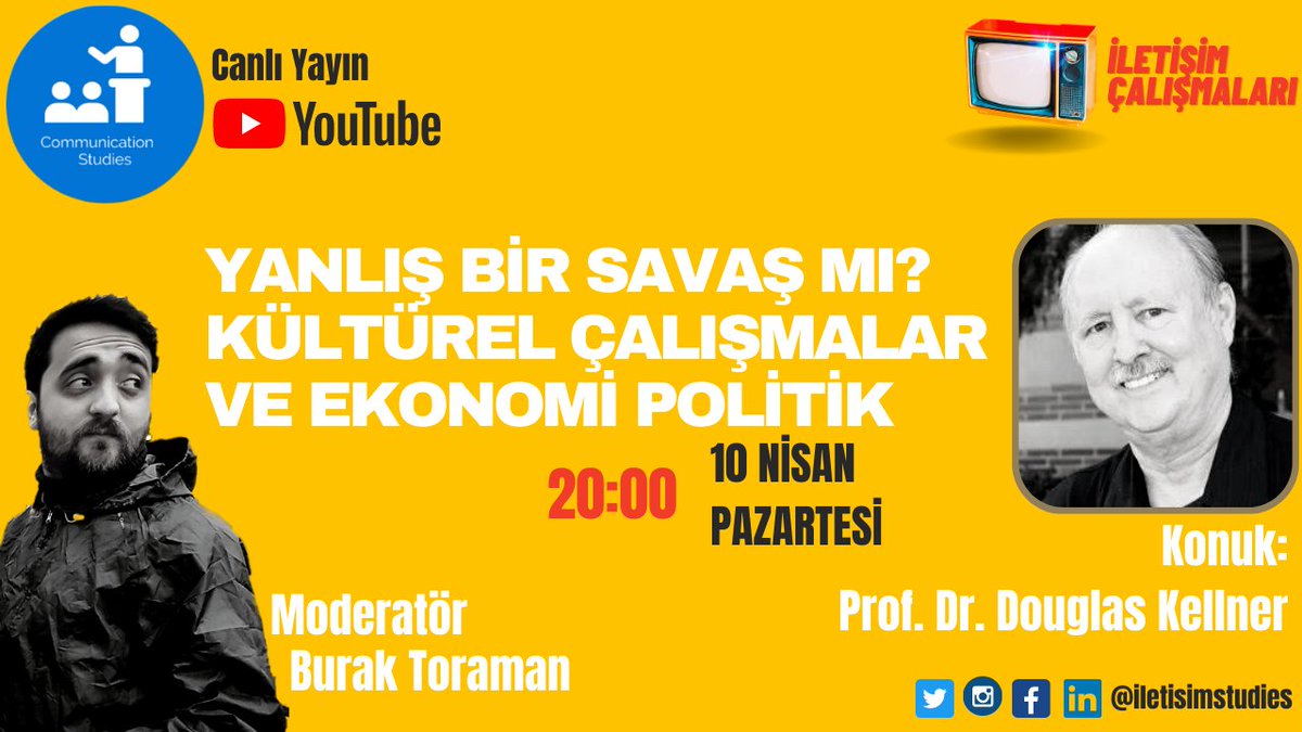 BURAKTORAAMAN's tweet photo. Bu akşam 8'de sevgili Prof. Dr. Douglas Kellner ile canlı yayındayız. Seni de bekliyoruz 🙋‍♂️

Canlı yayına aşağıdaki bağlantıdan ulaşabilirsiniz ⬇️
https://t.co/ftMkVYREeQ

Çeviri @berkaytrm tarafından yapılacaktır https://t.co/HcwW2cgaSL