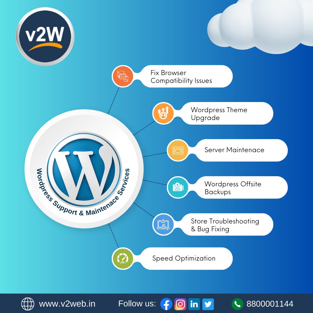 v2webhosting's tweet photo. Facing issues with your website's performance? It's high time to opt for our top-notch WordPress support & maintenance services. Here's a glimpse of the services we offer.
To know more call: +91-8800001144
Visit us: https://t.co/5fHu2I8WSF
.
.
#wordpress #wordpressservices #v2web https://t.co/JiNkKkhkZn
