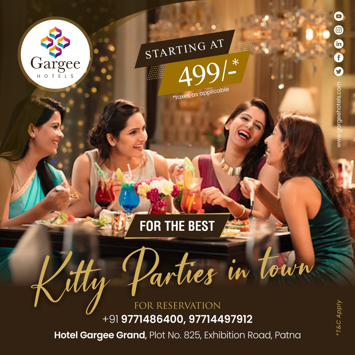 gargeehotels's tweet photo. Now Plan your Kitty Party at @gargeehotelsandresorts

GOSSIP, EAT &amp; ENJOY 🤩

FOR RESERVATIONS - 9771486400, 97714497912

#kittyparty #party #tambolatickets #ladieskitty #kittypartygames #foodie #kitty #partystuff #birthdayparty #kittypartythemes #kittypartytheme #kittyparties https://t.co/AIjhn316RZ