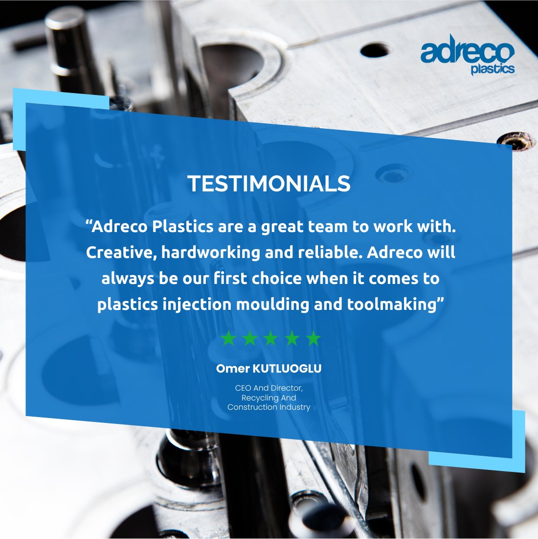 We always strive to meet our customers' needs, and it's great to hear that we were able to do so for Omer! 

Learn more on our website: bit.ly/3Vujq0w 

#excellentcustomerservice #satisfiedcustomers #injectionmoulding #plasticinjectionmoulding #Adrecoplastics #ukmfg