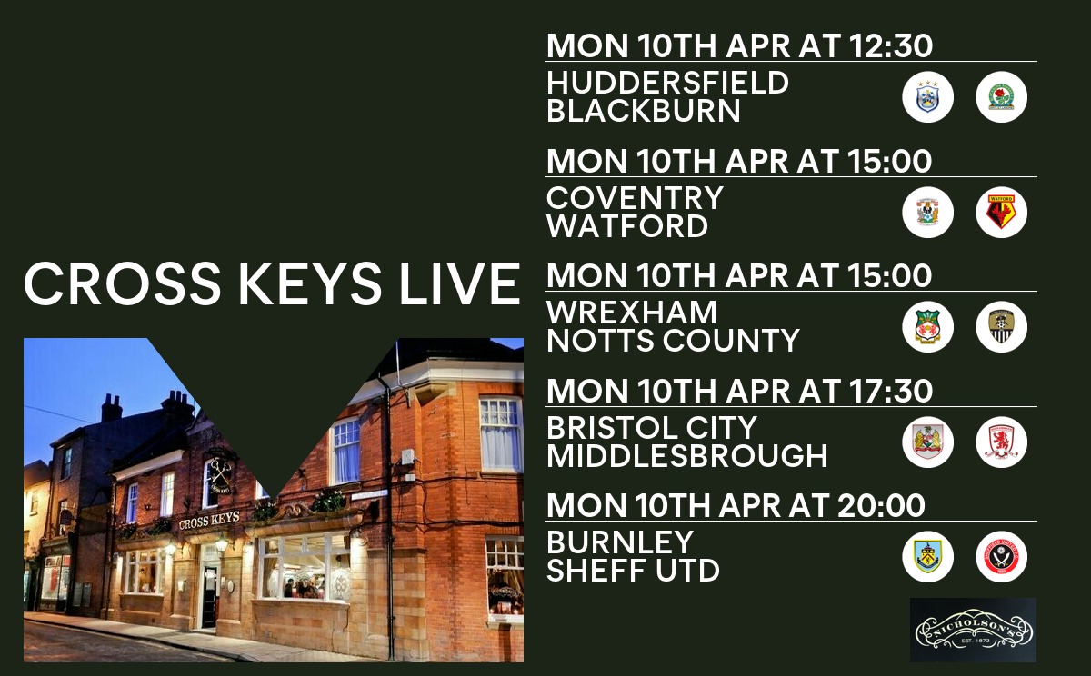 TheCrossKeysNic's tweet photo. Plenty of big deciders in Easter Monday's Sports action! All to play for!
https://t.co/IgihDa8L7S https://t.co/mvdS5GBSPu