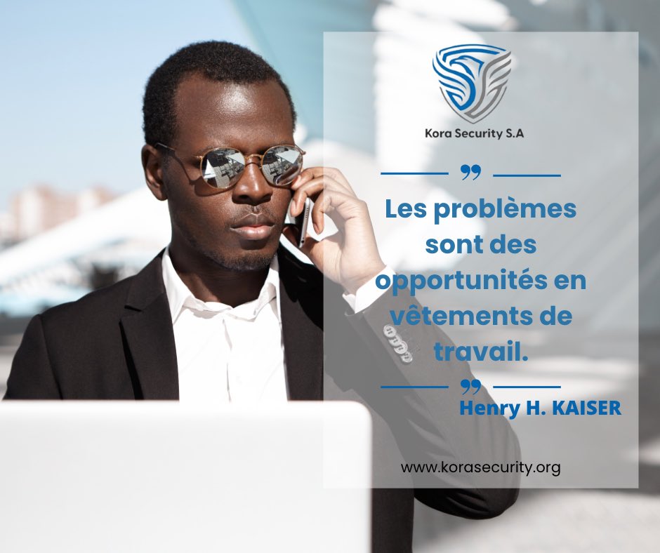 KoraSecurity's tweet photo. [Monday Motivation]

« Les problèmes sont des opportunités en vêtements de travail. »   Henry K. KAISER

Les problèmes sont ce qui nous poussent à nos surpasser et à obtenir de nouvelles opportunités.

Bonne semaine de travail à tous!!!!!

#kora #security #agentdesecurite https://t.co/R38SKxcQSI