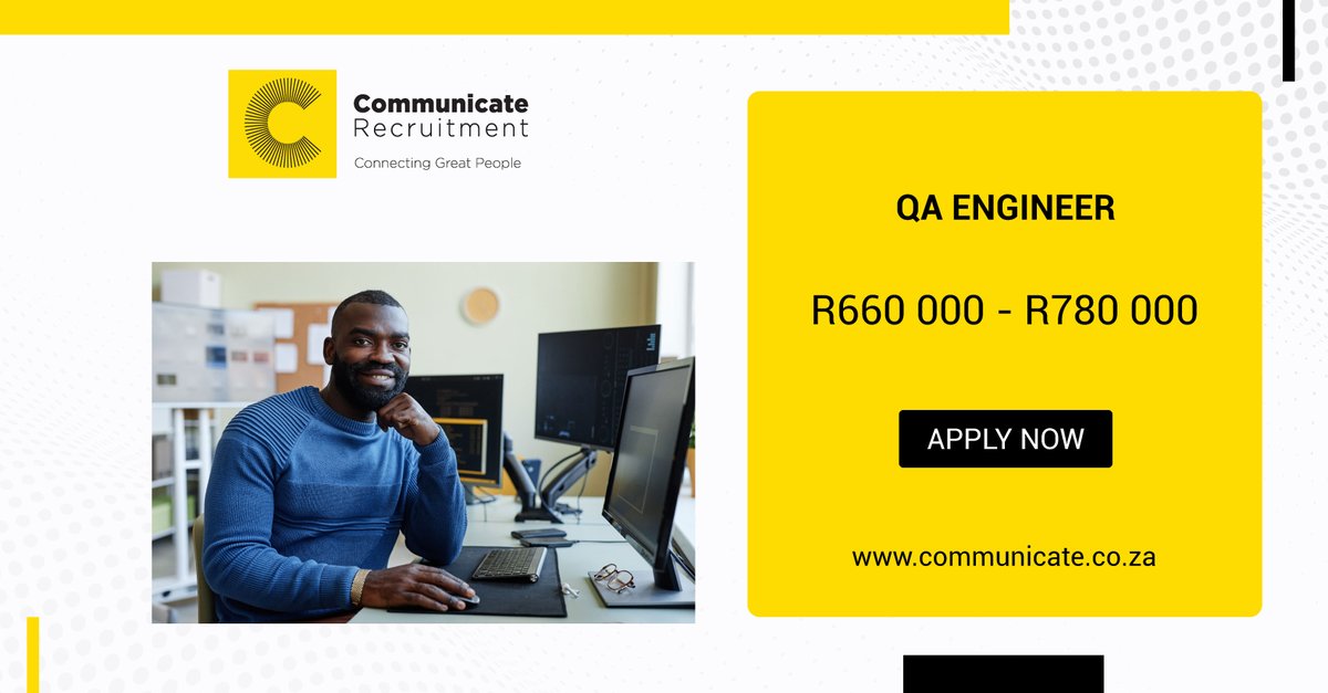 CommunicateSA's tweet photo. A premium company is looking to expand its manufacturing department with a QA Engineer, who you would be responsible for managing the QA function for the entire production facility.  Apply today here https://t.co/ZUTaprpBHr

#communicaterecruitment #engineeringjobs #engineer https://t.co/2DYSzLU6GR