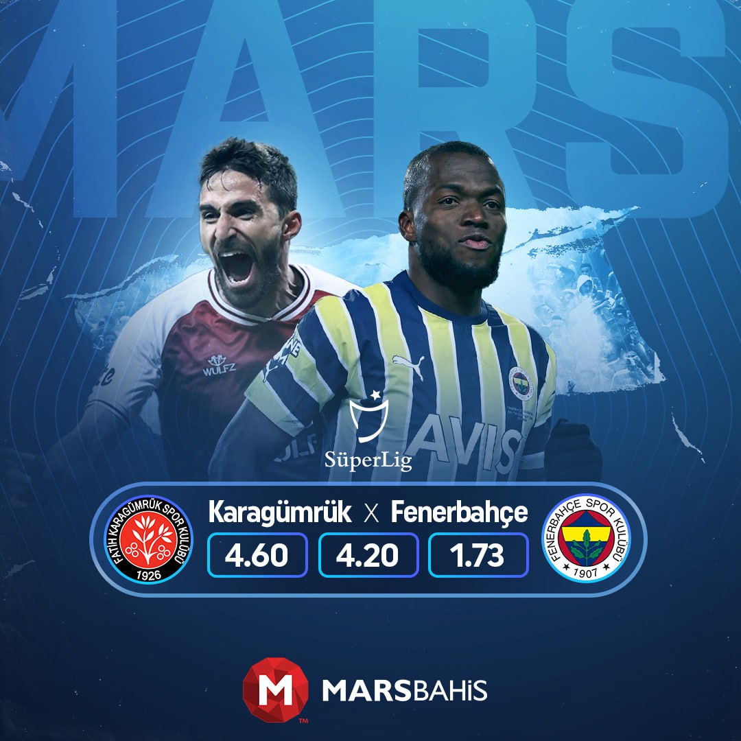 Bugün 20:30'da Karagümrük x Fenerbahçe karşılamasına yüksek oranlı bahis yapmak ve kazancınıza değer katmak için #marsbahis sitemizi ziyaret etmeyi unutmayın.

👉Sitemize her zaman bit.ly/marsbahisle yazarak giriş yapabilirsiniz.
