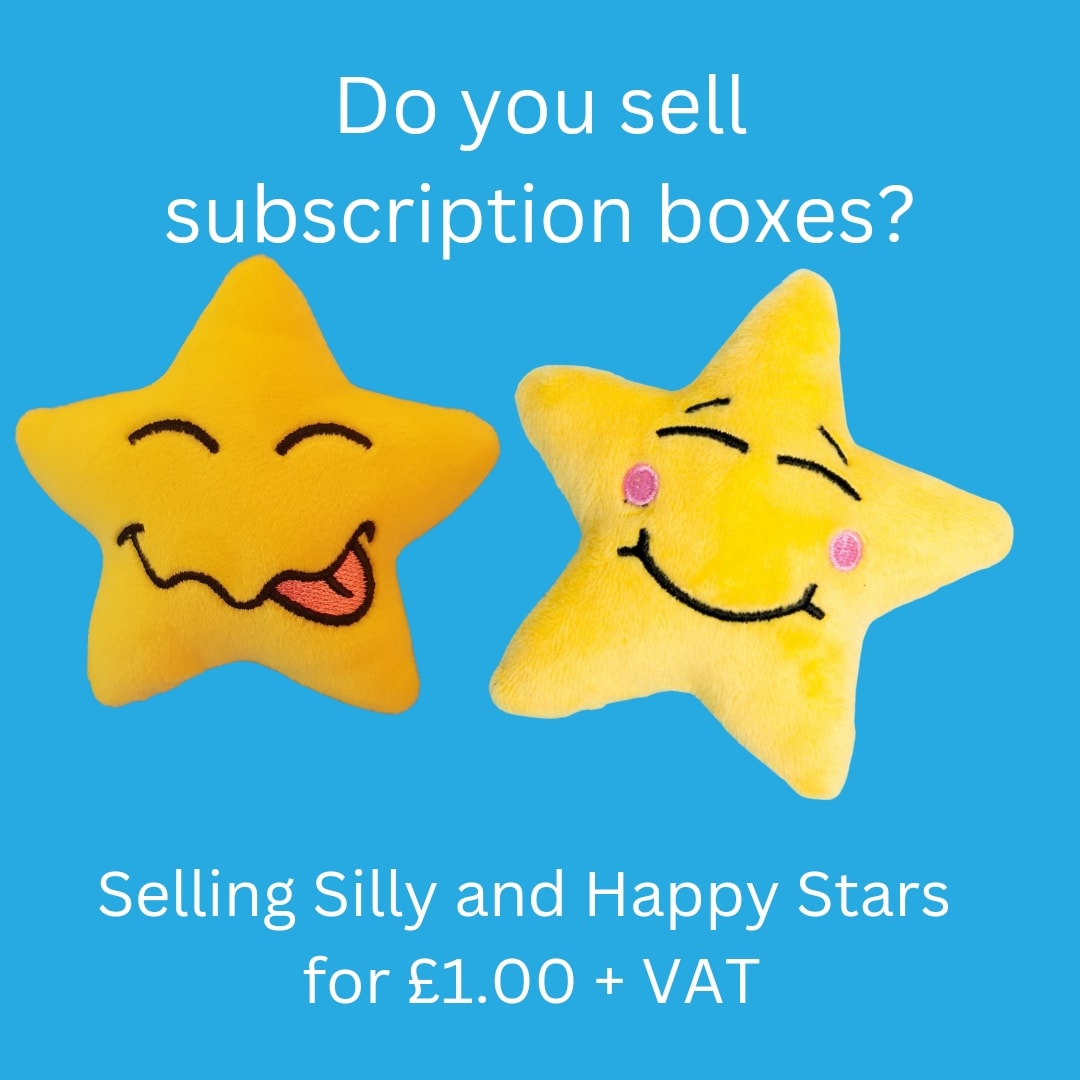 I have 2 big boxes of Happy and Silly Mood Stars that I'm selling for £1 +VAT for 50 Stars or more. 
Buy all Happy, all Silly or mix n match.
Ideal for subscription boxes, birthday party gifts, and celebration favours.
#partygifts #subscriptionboxes #Weddingfavours #MoodStars