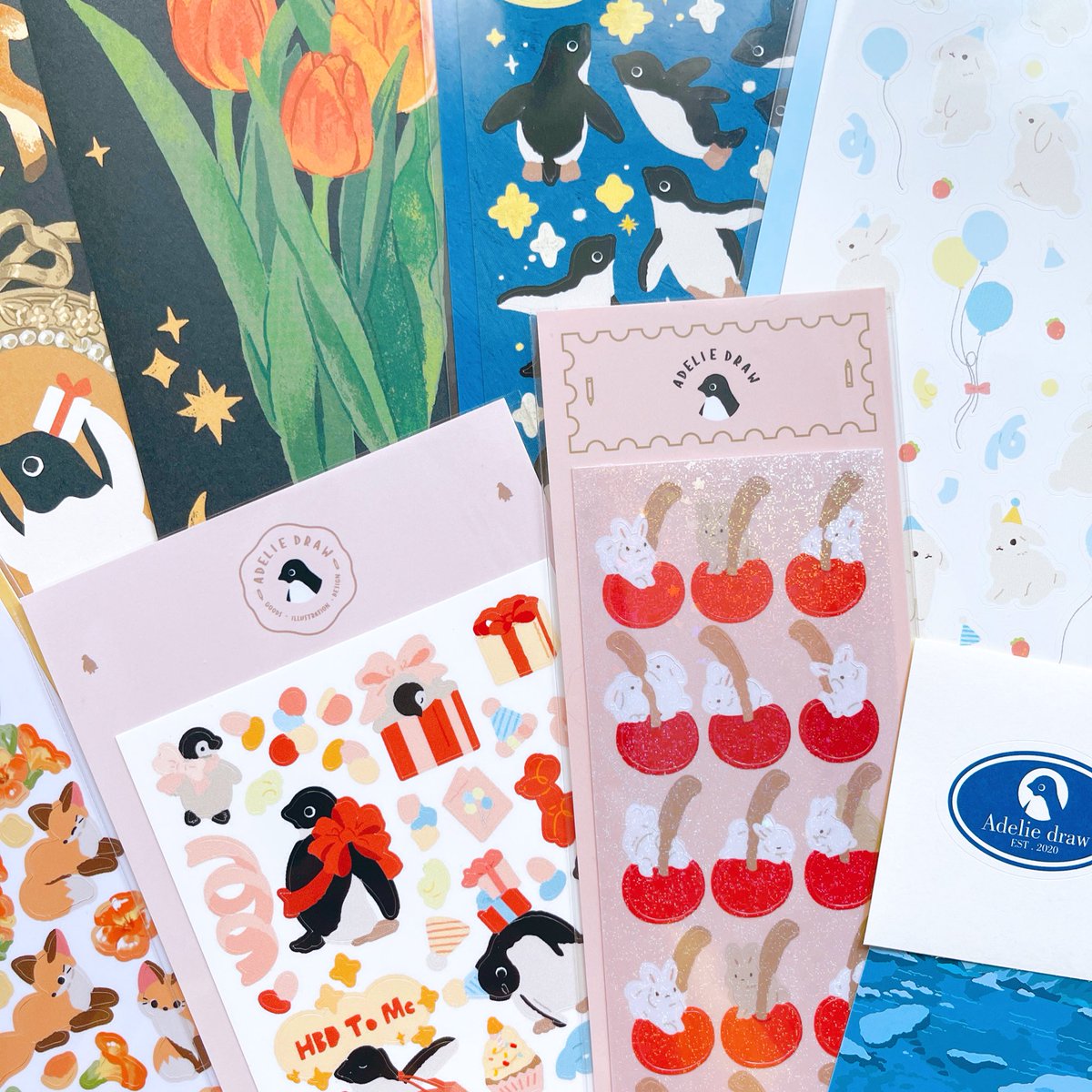 아델님 ( <a href="/canvaswitch_/">아델</a> ) 이벤트 당첨된 스티커들이 왔어요 🥰❤️ 
귀여운 펭귄친구와 토끼들 여우까지 ! 사랑스러운 친구들이예요 ㅎㅎ 감사합니다~~>.<🤍🤍