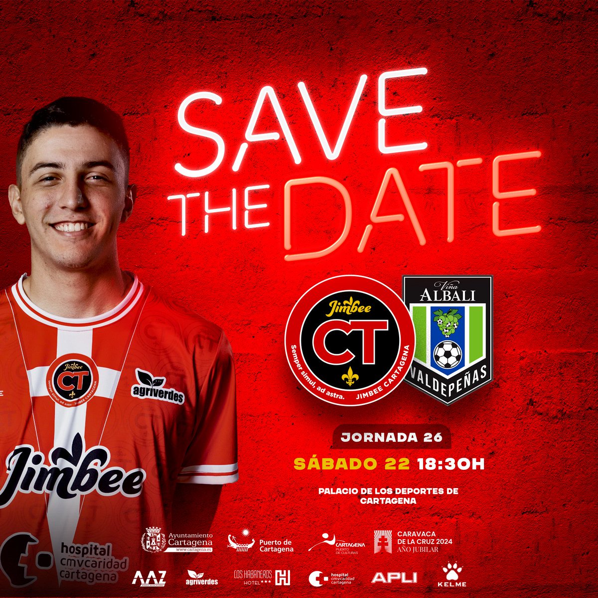 JimbeeCartagena's tweet photo. HORARIO | Ya tenemos fecha para el próximo partido en casa 🏟️

𝙅𝙤𝙧𝙣𝙖𝙙𝙖 2⃣6⃣
🆚 @VinaAlbaliFS 
🗓️ Sábado 22 de abril 
⏰ 18:30 horas
 
#JimbeeValdepeñas https://t.co/lfpNkDB89y