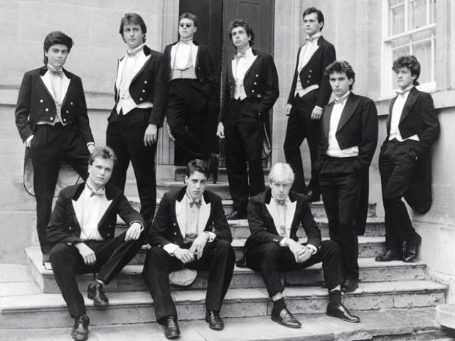 Bullingdon club - A bunch of entiled overly privipeged super wealthy trust funded toffs who went arpound smashing things up and burning £50 notes in front of homeless . Basically what they have done to the Country -  smashed it up and squandered all our money on their toff mates