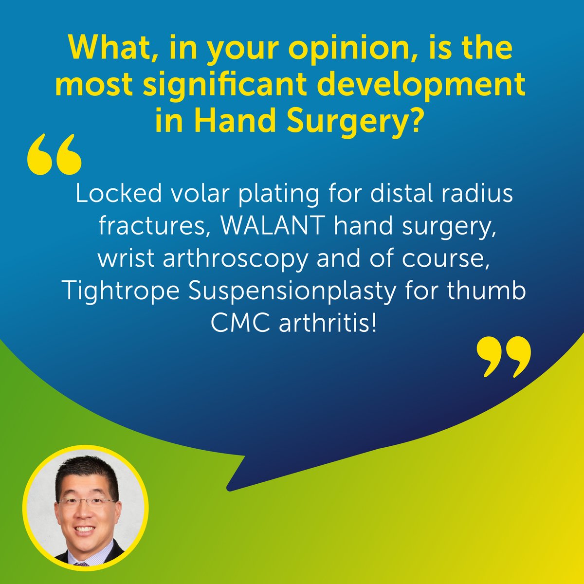 apfssh2023's tweet image. 👏 Mini Q&A with Prof Jeffrey Yao! Don’t miss the chance to catch him live on 2 June where he will be presenting a talk on "Scaphoid Fracture/Non Union" & "Distal Radius Fracture Fixation" at #APFSSH2023. apfssh2023.org/5vxh
#APFSHT2023 #APWA2023 #handsurgery #handtherapy