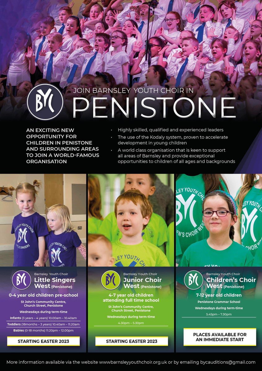 BarnsleyChoir's tweet photo. We also welcome 85 new members to BYC, including members of our new choirs based in Penistone - @BYCJuniorWest and @singers_little , which takes the number of choirs to 9 and membership over 600. New choirs start on 19th April! https://t.co/dMleY9O8J8 https://t.co/gYbe1CRO1a